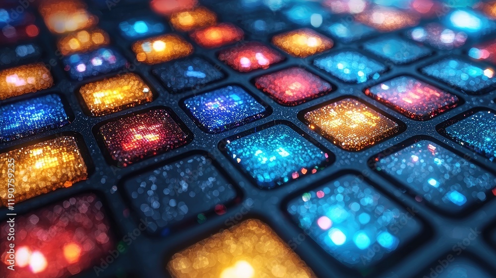 Futuristic Holographic Neon Grid: Vibrant 80s-Style Glow with Shimmering Rainbow Hues and Light Effects Futuristic Holographic Neon Grid: Vibrant 80s-Style Glow with Shimmering Rainbow Hues and Light Effects