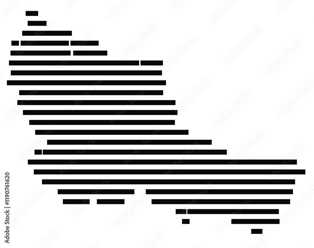 Symbol Map of the Island Belle-Ile (France) showing the island with horizontal black lines Symbol Map of the Island Belle-Ile (France) showing the island with horizontal black lines