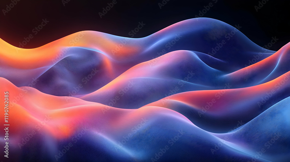 Obraz premium Abstract digital art of vibrant waves glowing in dark space