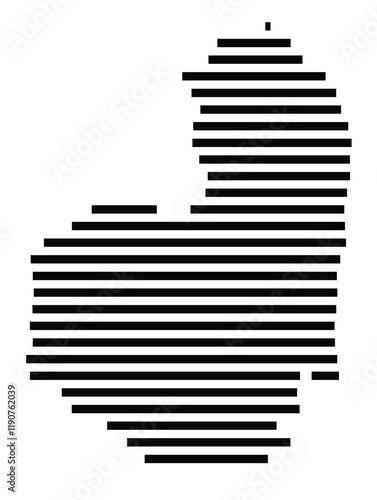 Symbol Map of the Island Eigg (United Kingdom) showing the island with horizontal black lines photo