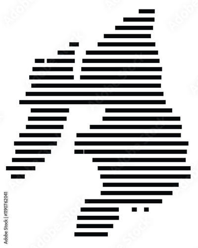 Symbol Map of the Island Islay (United Kingdom) showing the island with horizontal black lines