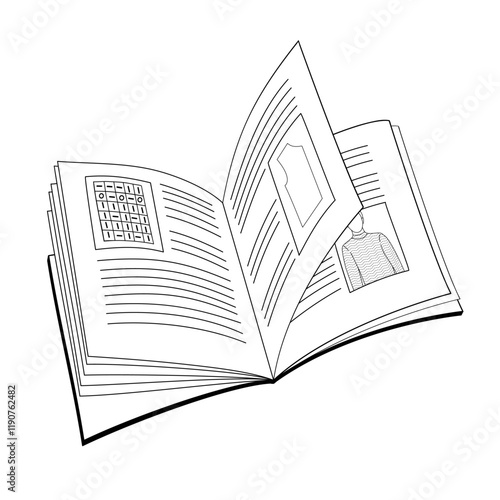 open knitting magazine with illustrations