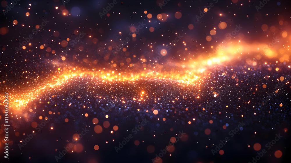 Naklejka premium Abstract cosmic glow with vibrant particles and sparkling glitter, a dreamy and magical background texture for design