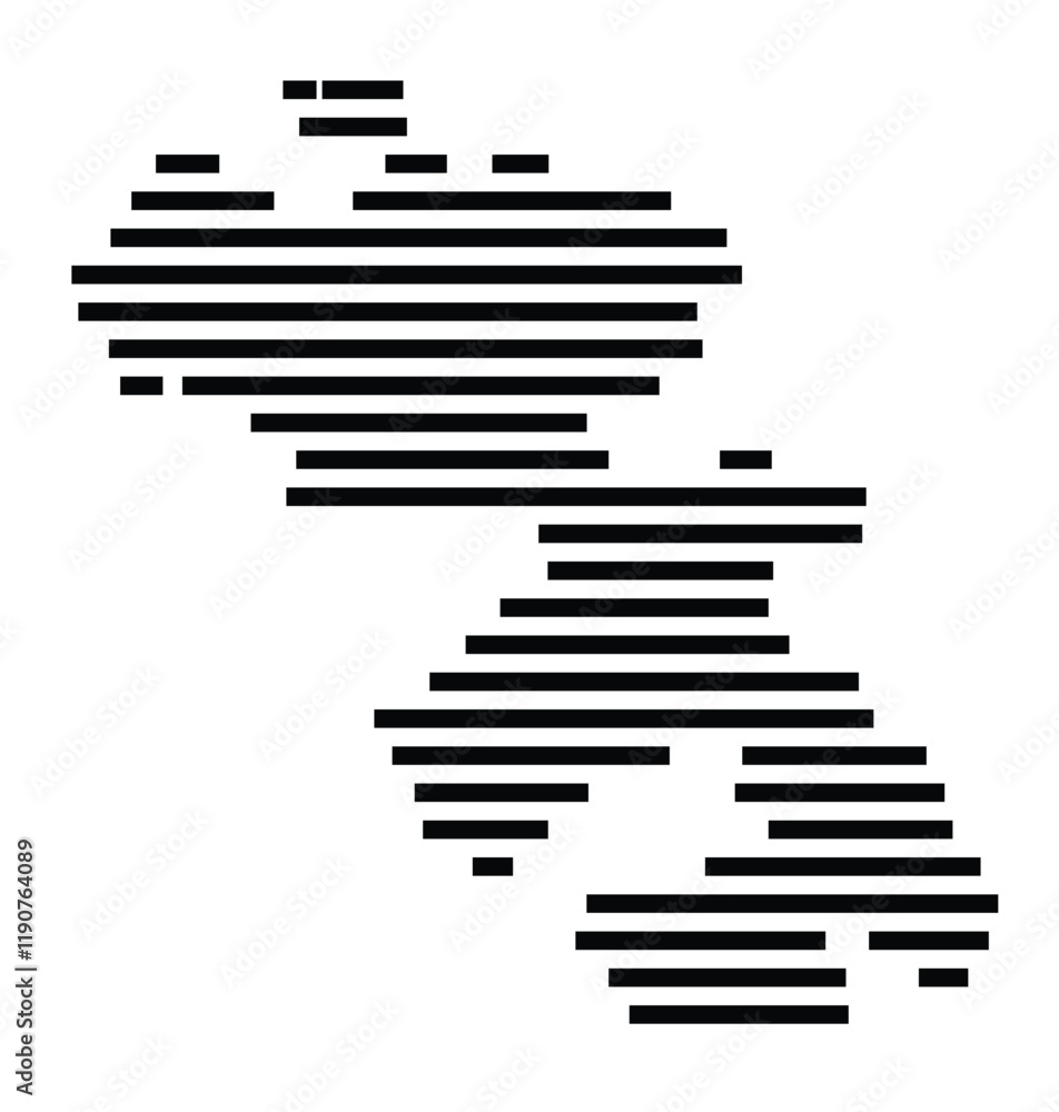 Symbol Map of the Island Leros (Greece) showing the island with horizontal black lines Symbol Map of the Island Leros (Greece) showing the island with horizontal black lines
