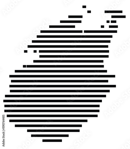 Symbol Map of the Island Paros (Greece) showing the island with horizontal black lines photo