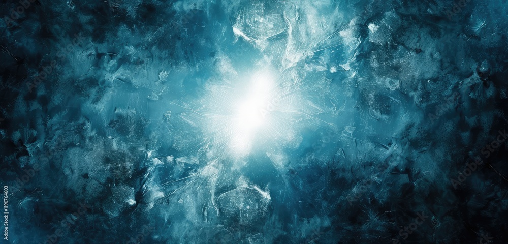Fototapeta premium Bright Light Bursting through Blue Ice Texture