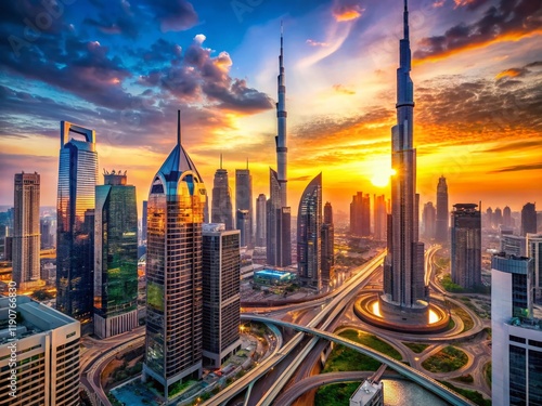 Futuristic Dubai Skyline: 2040 Vision, D33 Urban Development, Real Estate, 4K Wallpaper photo