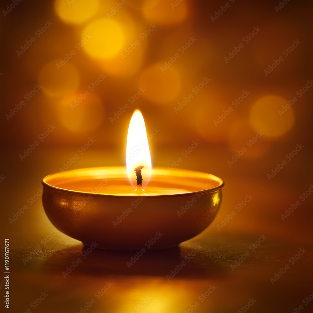 Warm and Peaceful Glow of a Single Candle in a Decorative Brass Holder with Soft Bokeh Background Creating a Serene and Tranquil Atmosphere for Relaxation and Meditation Warm and Peaceful Glow of a Single Candle in a Decorative Brass Holder with Soft Bokeh Background Creating a Serene and Tranquil Atmosphere for Relaxation and Meditation
