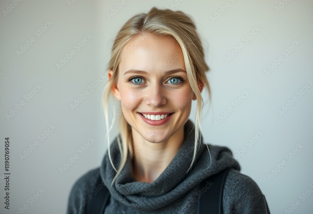 Portrait of a Nordic blond woman with calm and serene expression Portrait of a Nordic blond woman with calm and serene expression