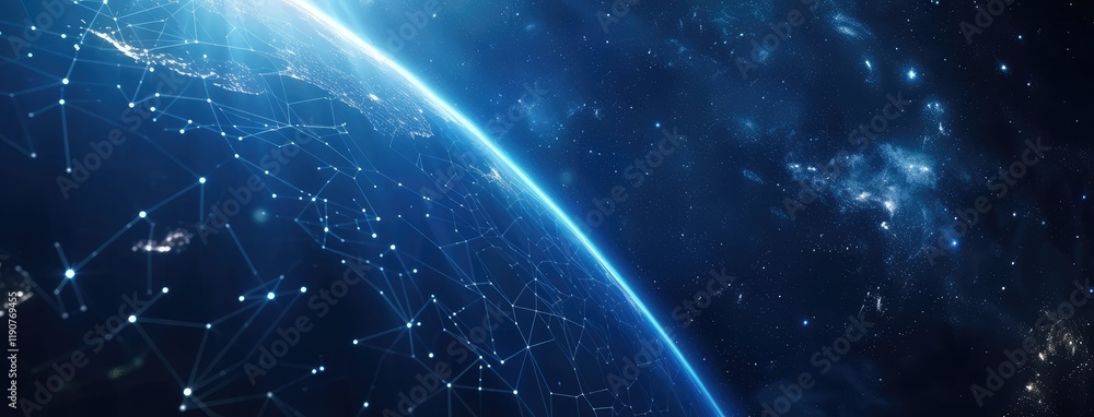 Fototapeta premium Global Network Technology Concept in Space