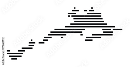 Symbol Map of the Island Cayos de las Cinco Leguas (Cuba) showing the island with horizontal black lines