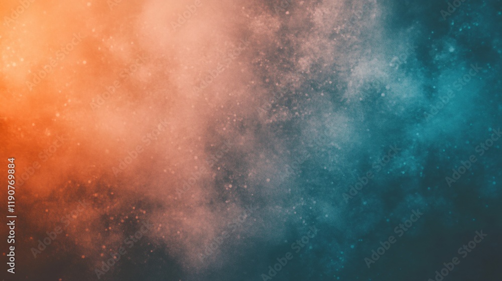 Fototapeta premium Abstract Dusty Teal Orange Cosmic Nebula Background