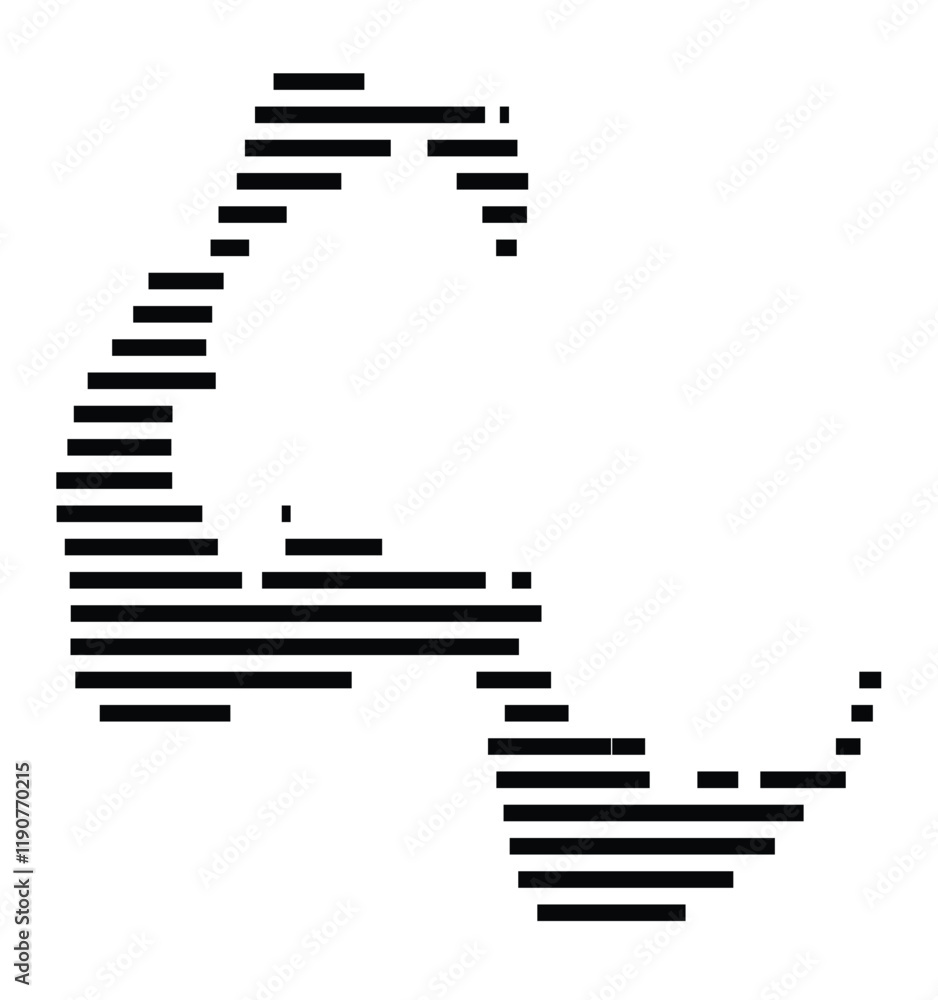 Symbol Map of the Island Fulaga (Fiji) showing the island with horizontal black lines Symbol Map of the Island Fulaga (Fiji) showing the island with horizontal black lines