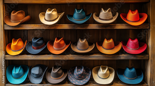 Wallpaper Mural cowboy hat with colorful design on a shelf Torontodigital.ca