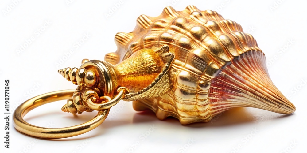 Obraz premium Gilded Seashell Souvenir Keychain - Luxury Travel Close-up