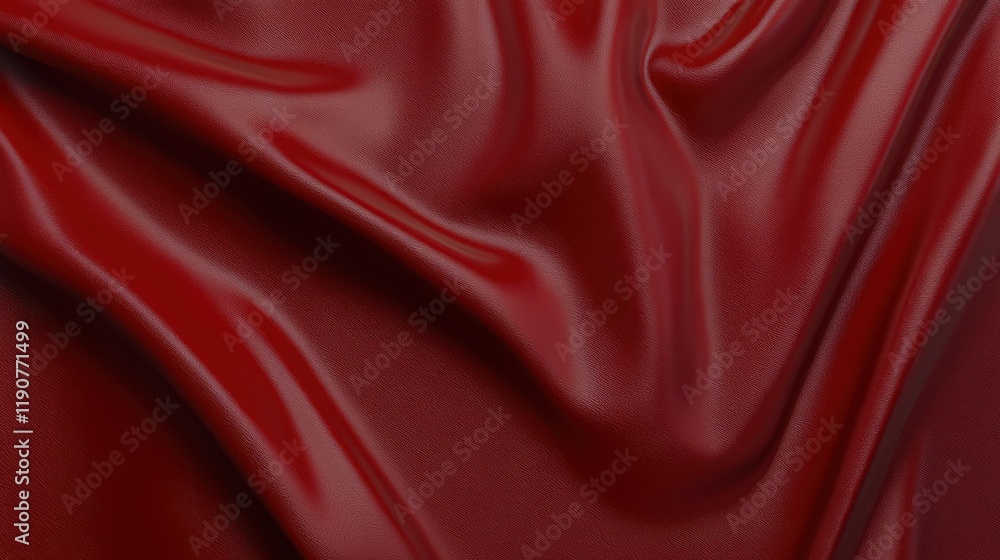 Fototapeta premium Rich and Elegant Deep Red Leather with Gentle Waves and Soft Reflections for Textural and Colorful Background