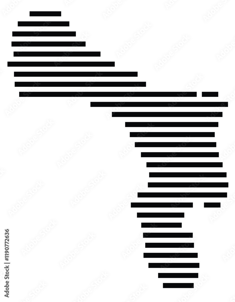 Symbol Map of the Island Bonaire (The Netherlands) showing the island with horizontal black lines Symbol Map of the Island Bonaire (The Netherlands) showing the island with horizontal black lines