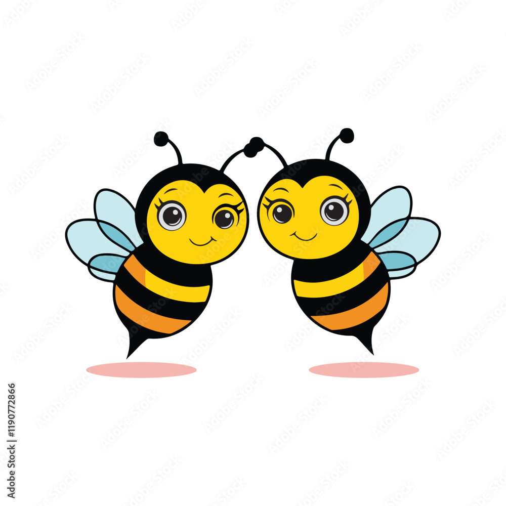 Obraz premium Happy Twin Bees Vector Art for Children’s Themes