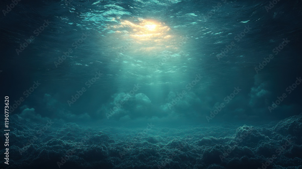 Obraz premium Underwater scene with sunbeam.