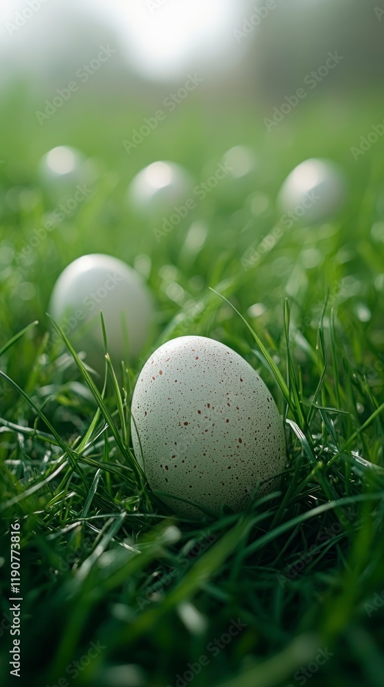 Minimalist Easter Eggs in Green Grass Setting Perfect for Chinese New Year and Seasonal Celebrations, Ideal for Frame or Border Design Concepts Minimalist Easter Eggs in Green Grass Setting Perfect for Chinese New Year and Seasonal Celebrations, Ideal for Frame or Border Design Concepts