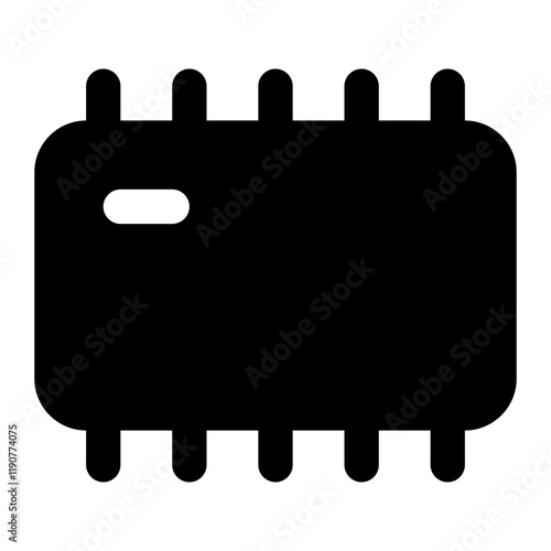 Simplified Microchip Icon for Technology Applications