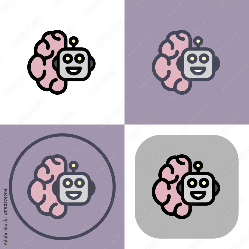 Fototapeta premium Artificial intelligence brain symbol - artificial intelligence icon.