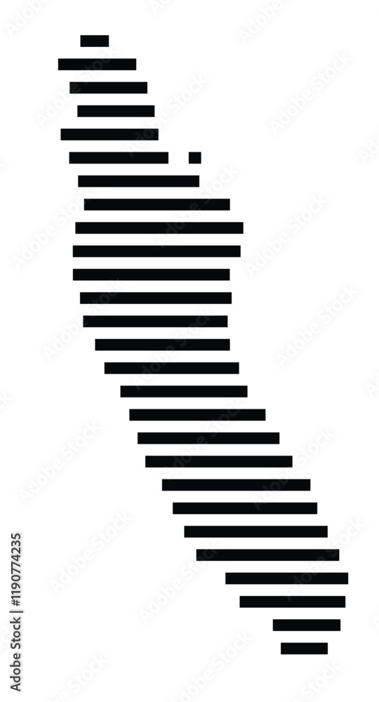 Symbol Map of the Island Ko Lanta Yai (Thailand) showing the island with horizontal black lines Symbol Map of the Island Ko Lanta Yai (Thailand) showing the island with horizontal black lines
