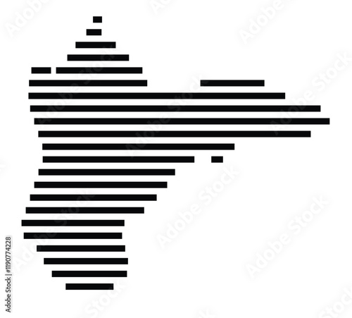 Symbol Map of the Island Ko Libong (Thailand) showing the island with horizontal black lines