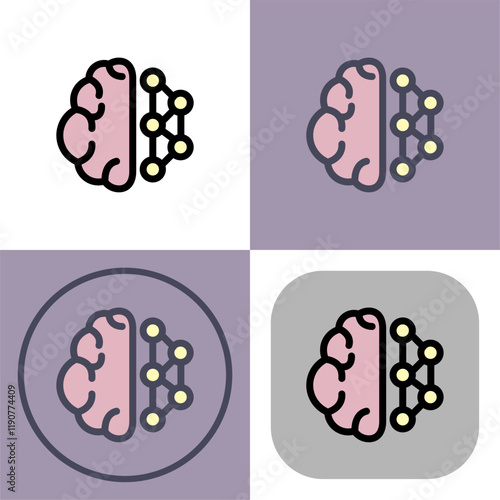 Brain neuronal network symbol - artificial intelligence icon.