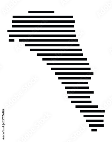 Symbol Map of the Island Ko Pu (Thailand) showing the island with horizontal black lines