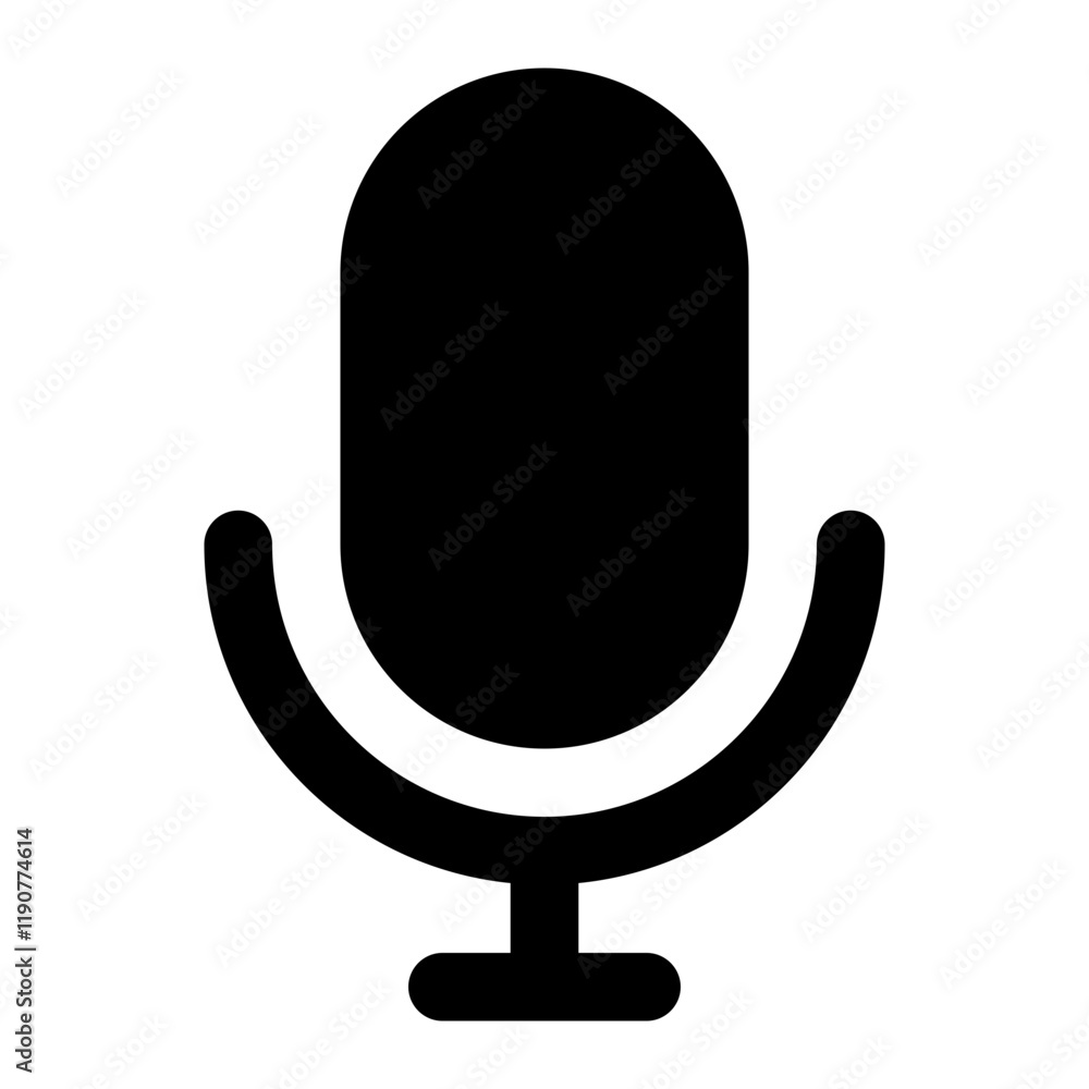 Black Microphone Icon for Audio Applications Black Microphone Icon for Audio Applications