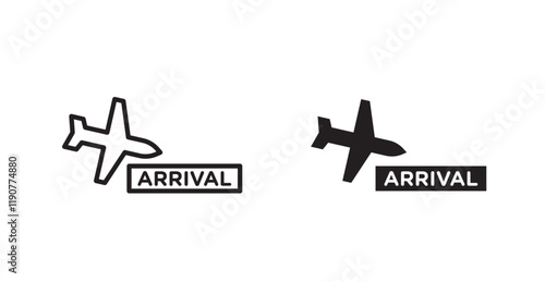 Airport arrival vectors web signs set