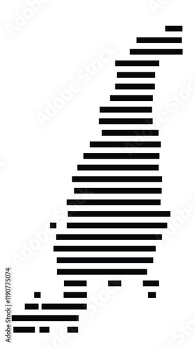 Symbol Map of the Island Aquidneck (United States) showing the island with horizontal black lines