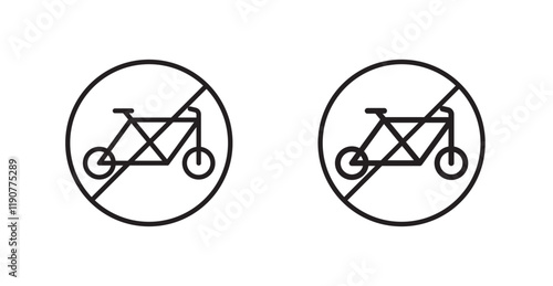 Bicycle prohibition vectors web signs set