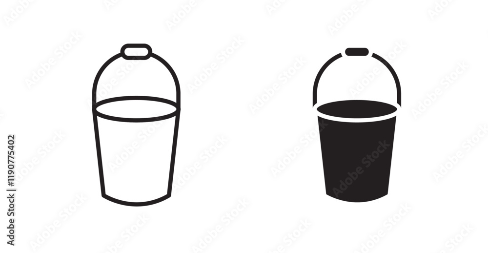 Bucket vector web icons set Bucket vector web icons set