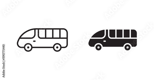 Bus coach vector web icons set