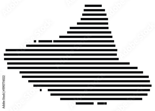 Symbol Map of the Island Ambrym (Vanuatu) showing the island with horizontal black lines photo