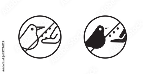 Do not feed birds sign vectors set in black. line and flat versions