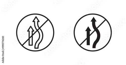 Do not overtake traffic sign vectors set in black. line and flat versions