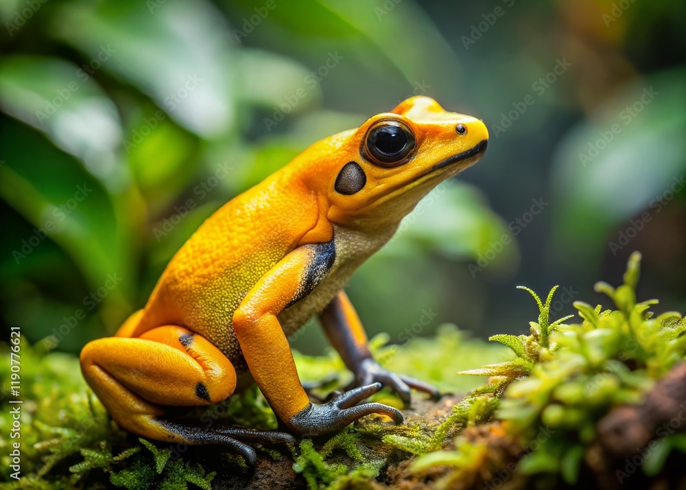 Golden Poison Frog Carrying Tadpoles on its Back - High Resolution Stock Photo Golden Poison Frog Carrying Tadpoles on its Back - High Resolution Stock Photo