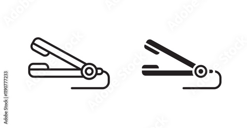 Hair straightener vector web icons set