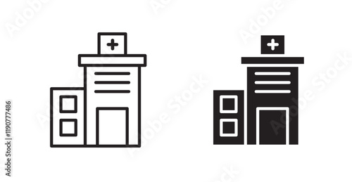 Hospital building vector web icons set