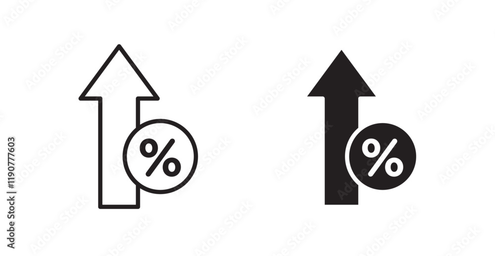Interest growth vector web icons set Interest growth vector web icons set