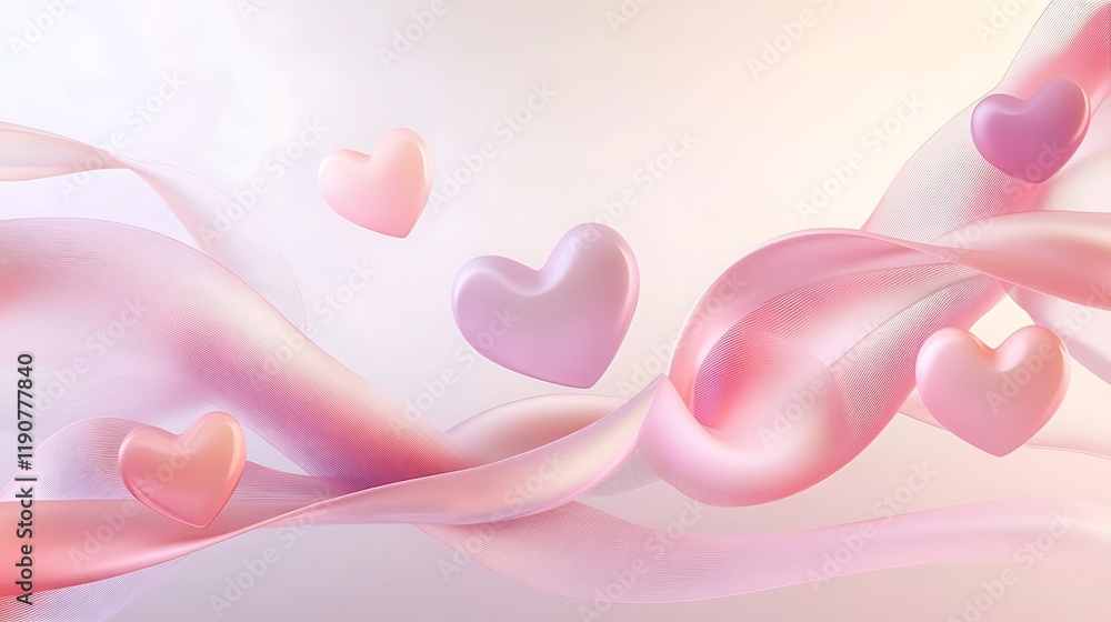 Floating Hearts: A Serene Pink Abstract Artwork Floating Hearts: A Serene Pink Abstract Artwork