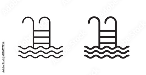 Ladder in swimming pool vector web icons set photo