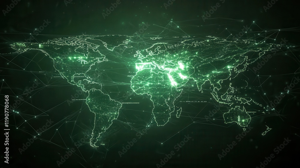 A global network map with glowing lines, representing worldwide internet connectivity and innovation. The image symbolizes technology, digital transformation A global network map with glowing lines, representing worldwide internet connectivity and innovation. The image symbolizes technology, digital transformation