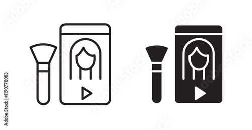 Makeup tutorial video vector web icons set