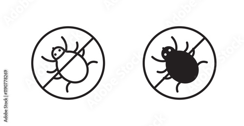 Mite in the prohibition vectors web signs set