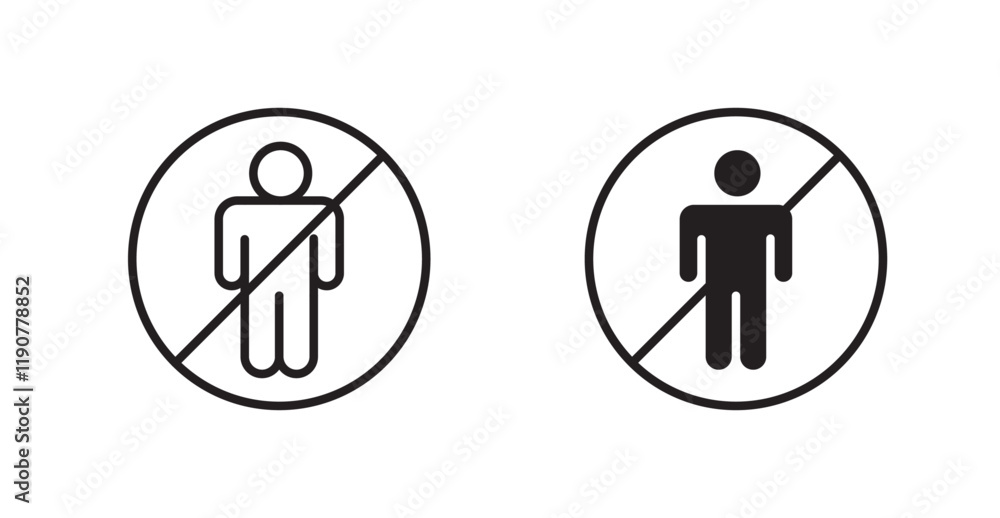 No man sign vectors set in black. line and flat versions No man sign vectors set in black. line and flat versions