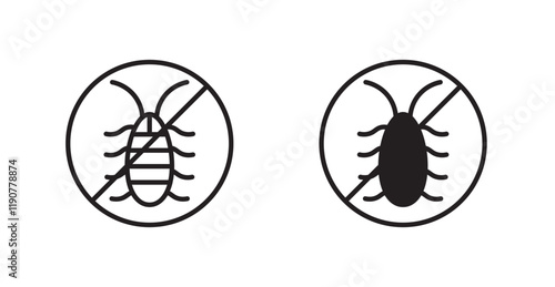 No parasitic insects sign vectors set in black. line and flat versions